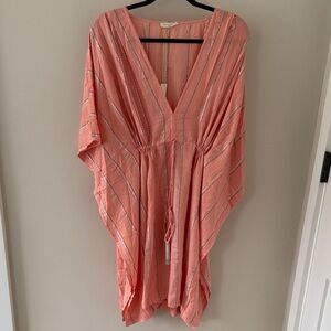 Lovestitch Peach Striped V-Neck Cover Up